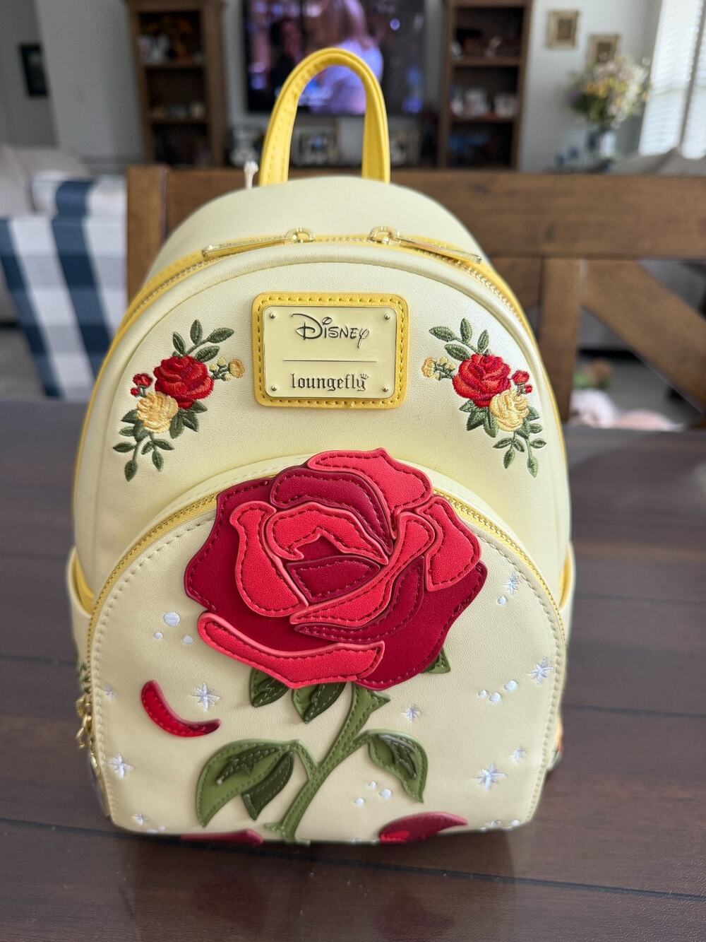 LOUNGEFLY DISNEY BEAUTY AND THE BEAST ENCHANTED ROSE SHIMMER BELLE BACKPACK NWT